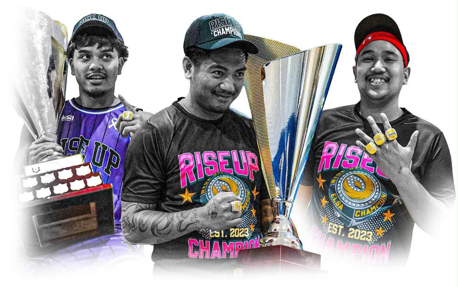 Rise Up League championship rings and trophy